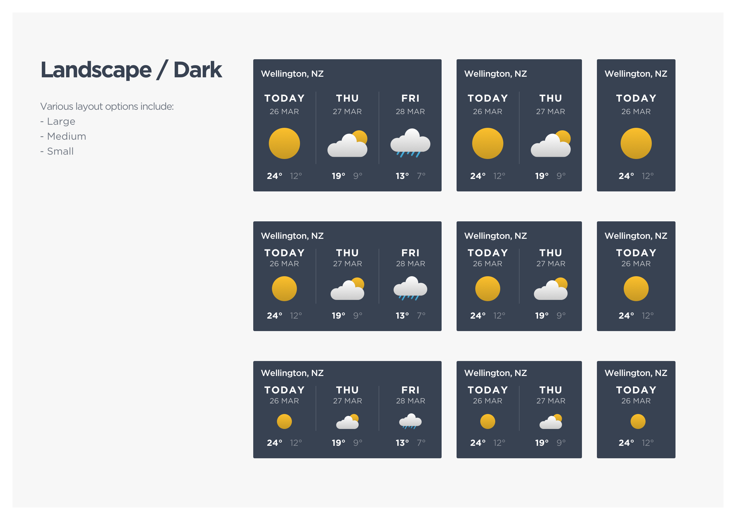 Weather OnDemand dashboard responsive layout options light