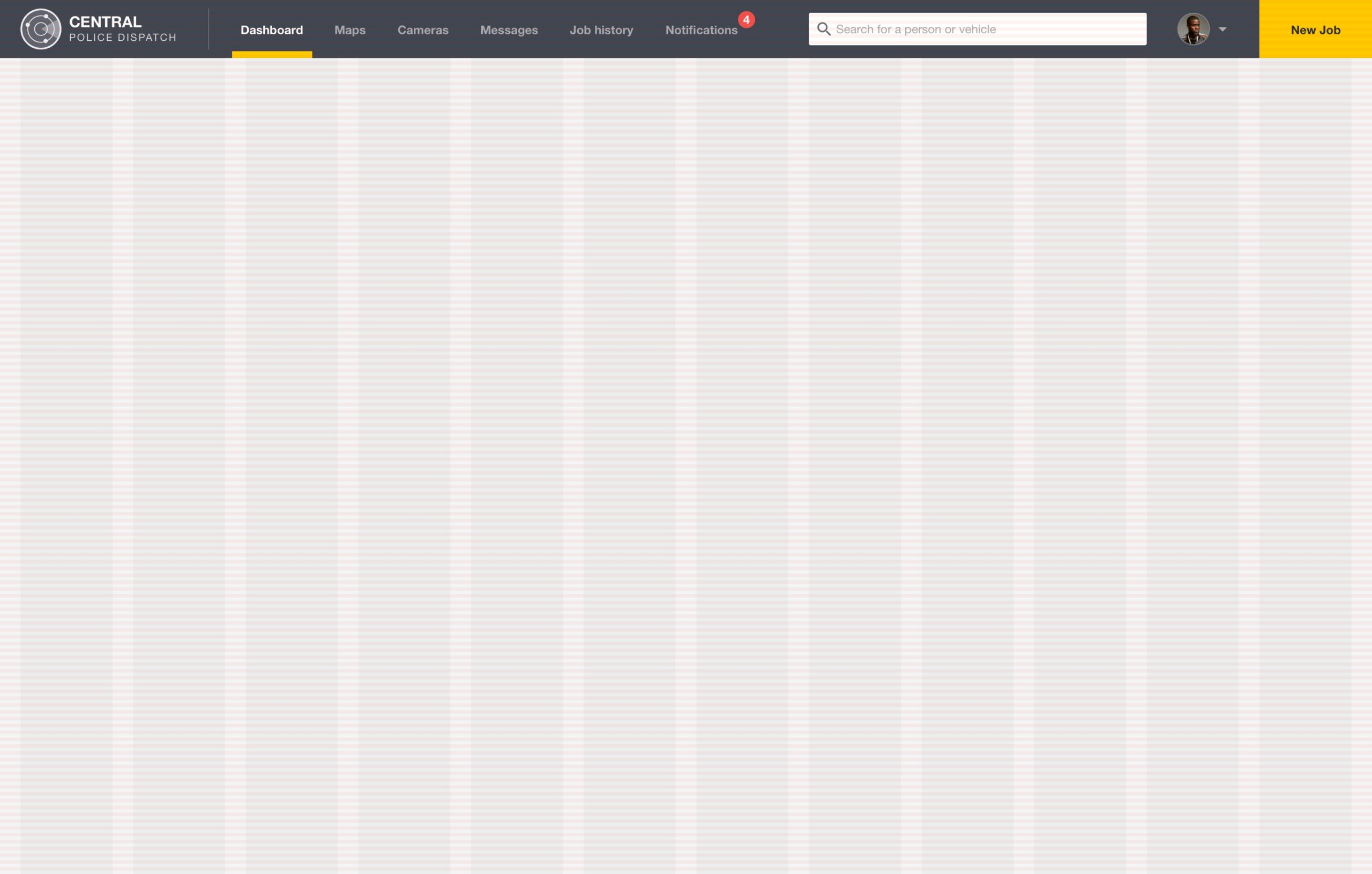 Top navigation bar set against a blank 12-column responsive layout grid background for UI alignment planning.