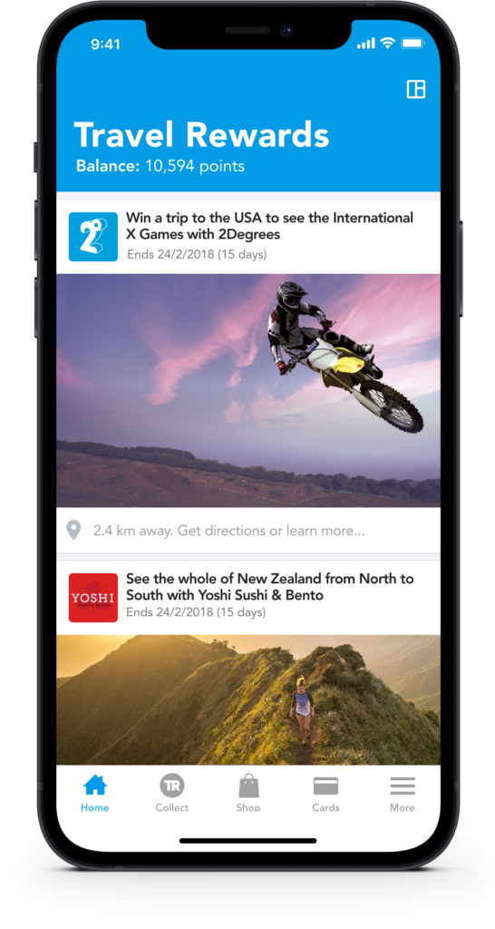 Home screen showing promotions based on spending preferences