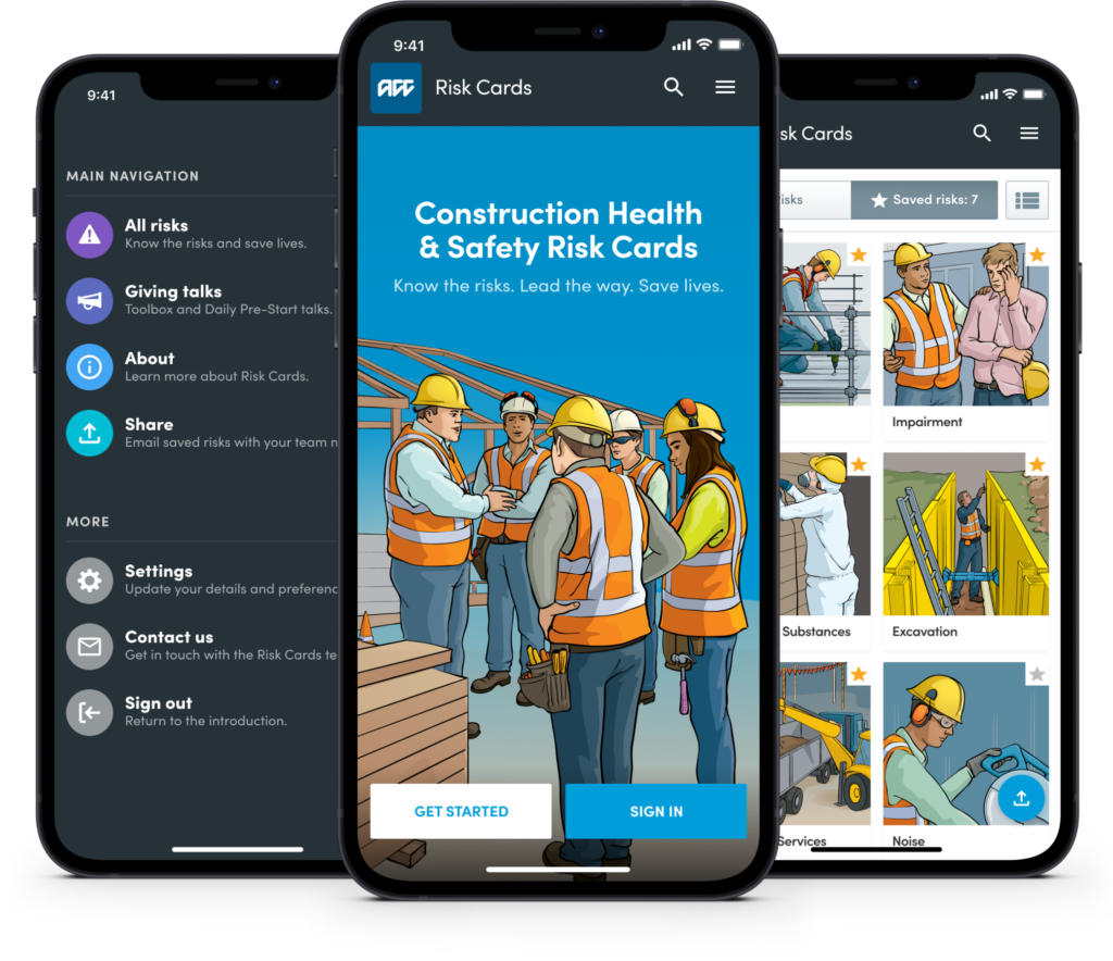ACC health and safety risk assessment app showing risk card list view on iPhone
