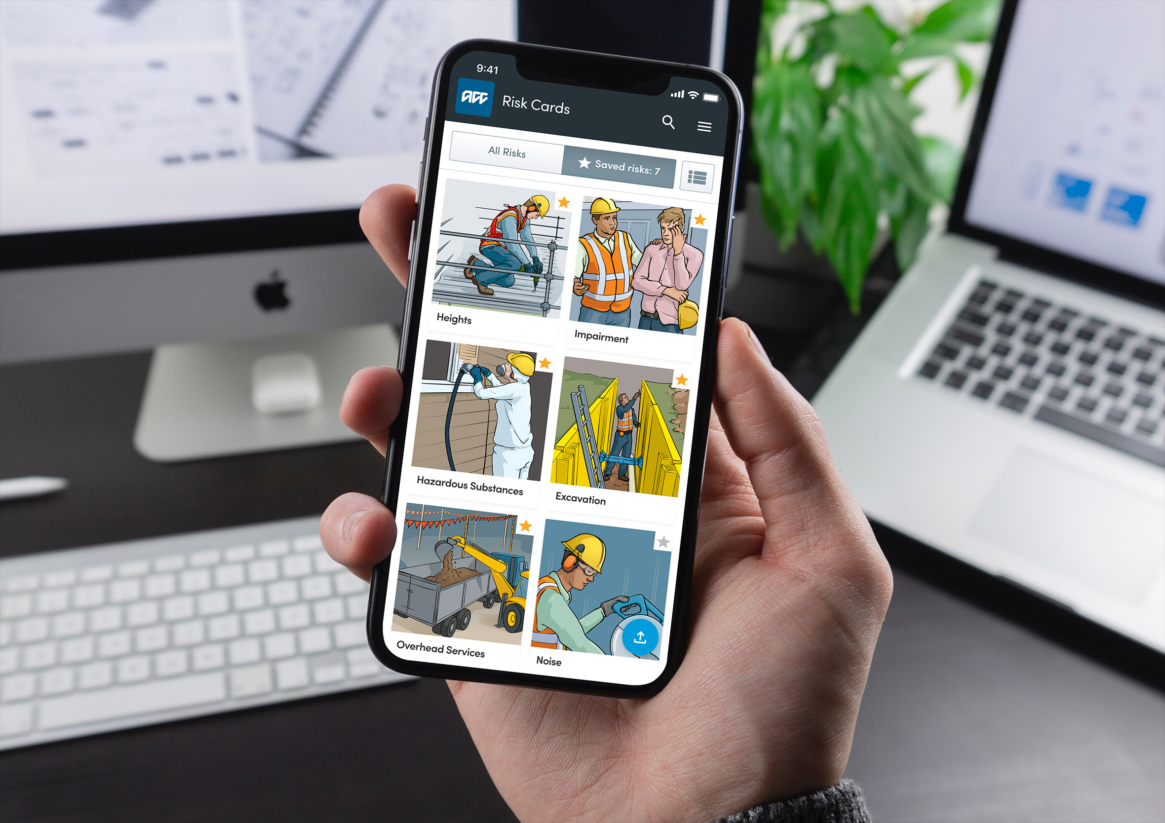 ACC health and safety app design mockup