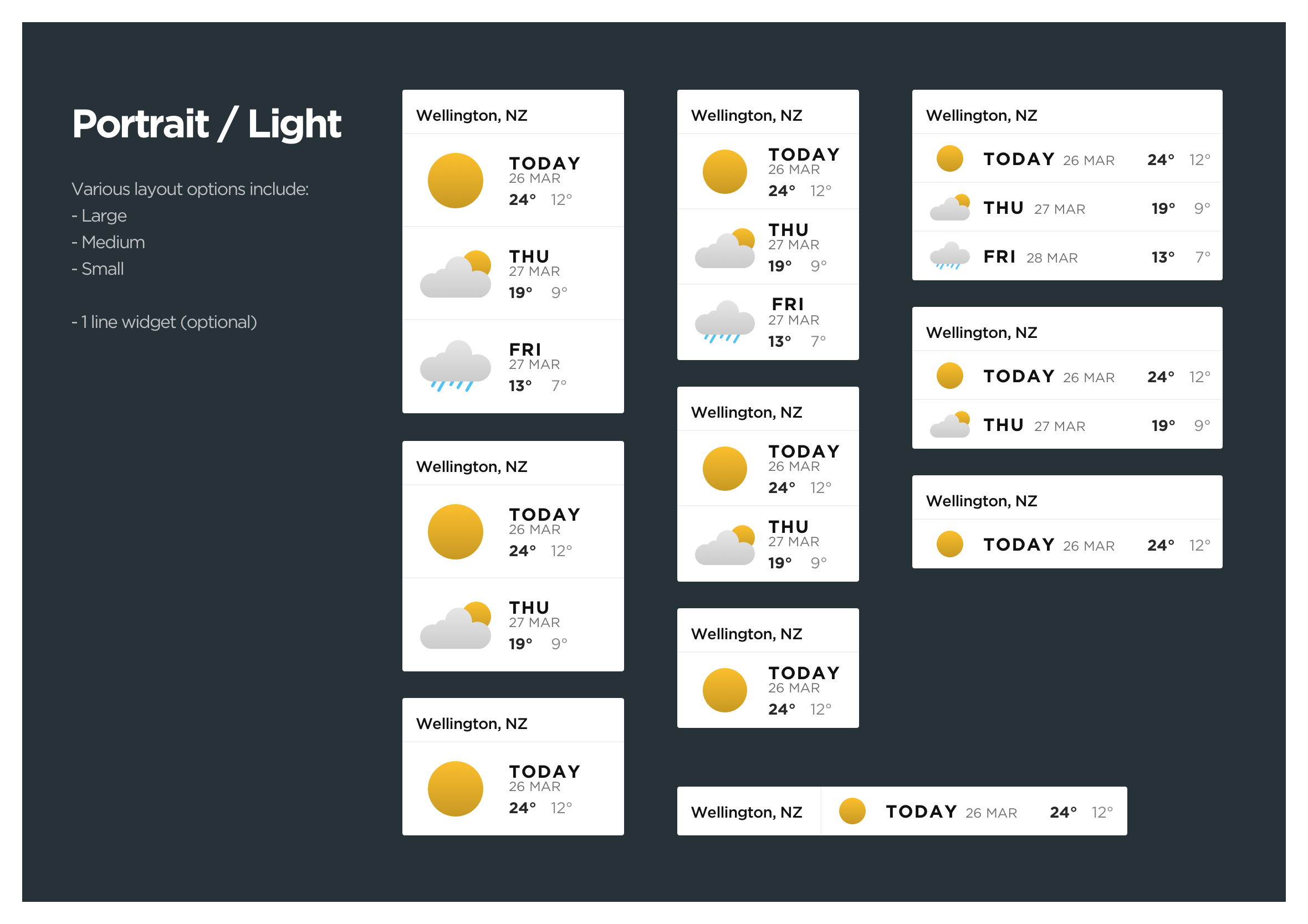 Weather OnDemand dashboard responsive layout options dark