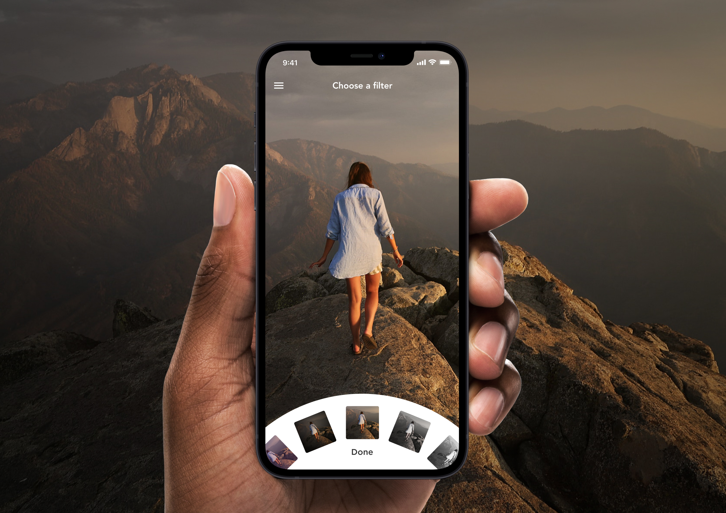 UI concept exploring a viewfinder-style navigation pattern