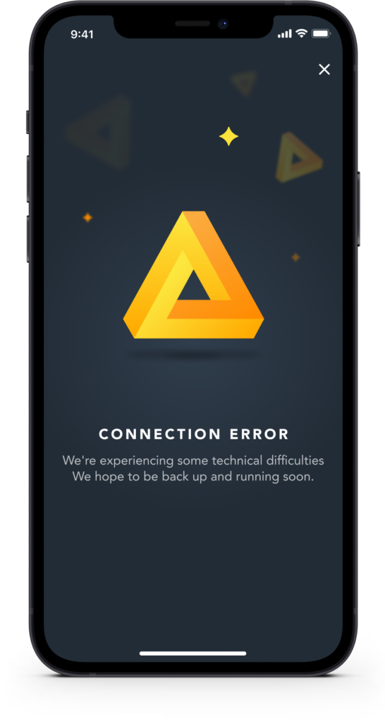 Travel Rewards app connection error screen