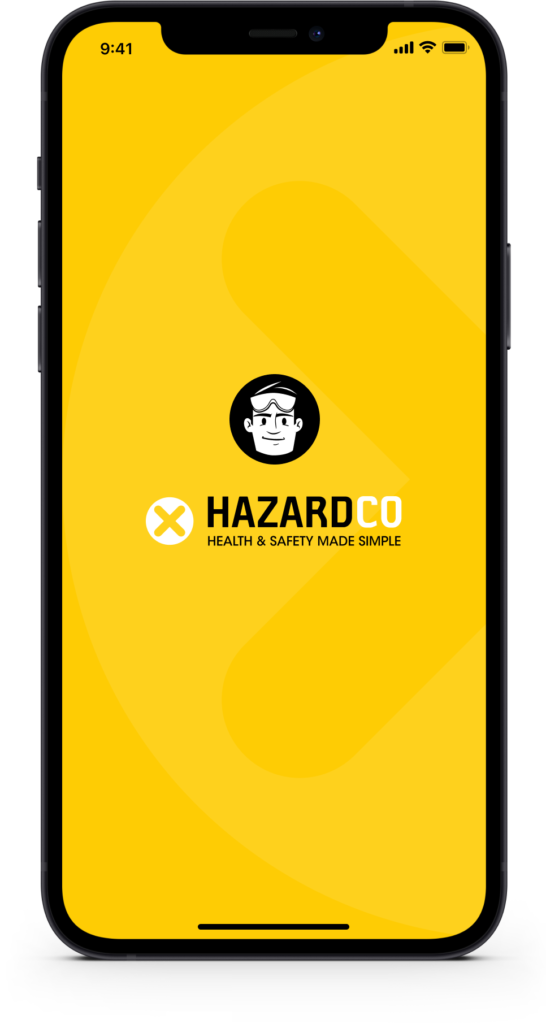 HazardCo app splash screen on iPhone