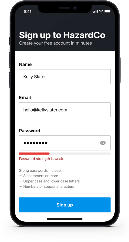 worksite health and safety app sign up
