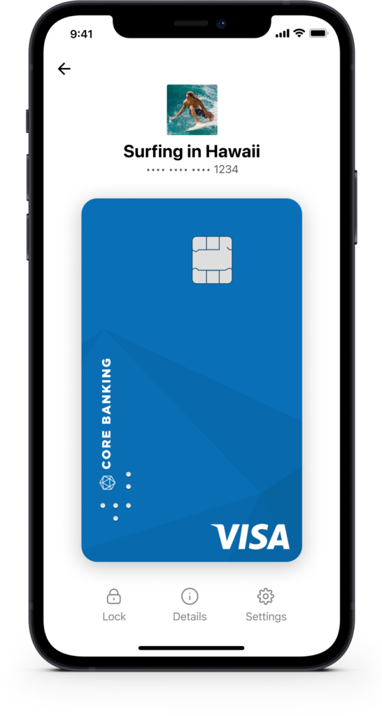 Mobile UI screen showing card transaction history with search bar and merchant logos.