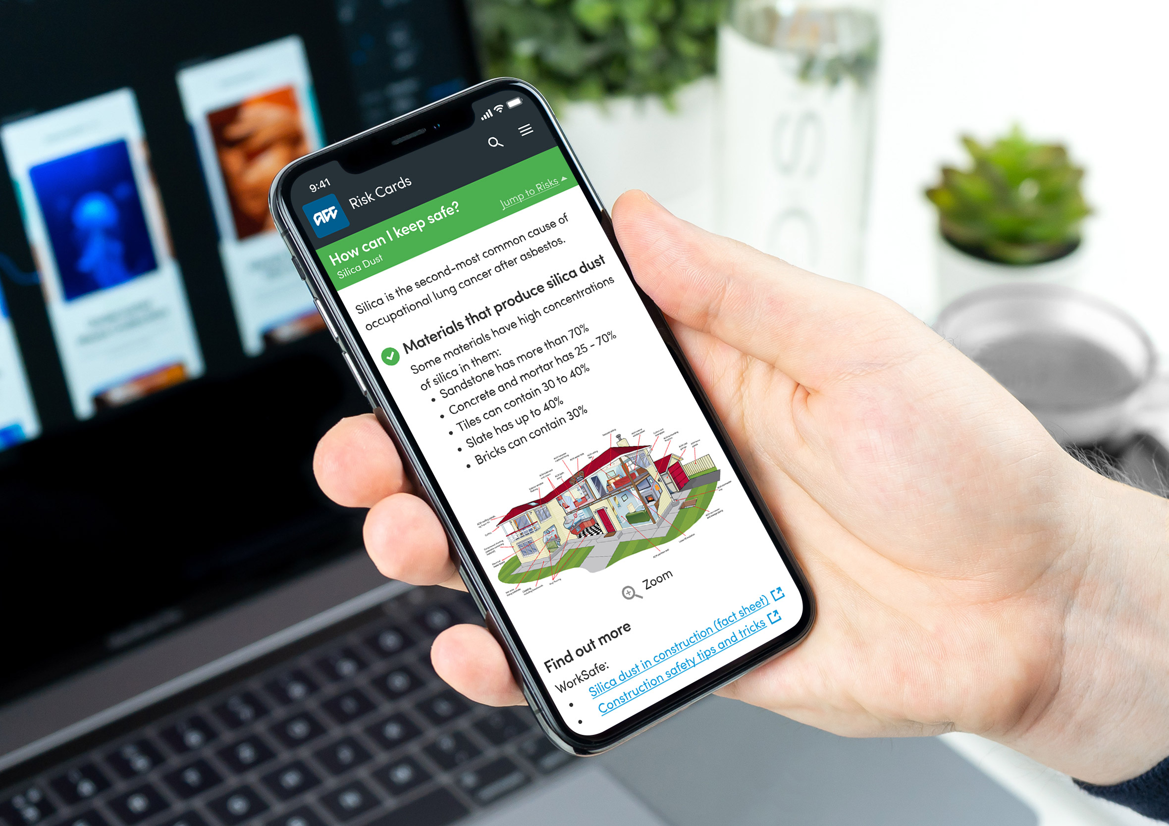 ACC health and safety app final design mockup on iPhone