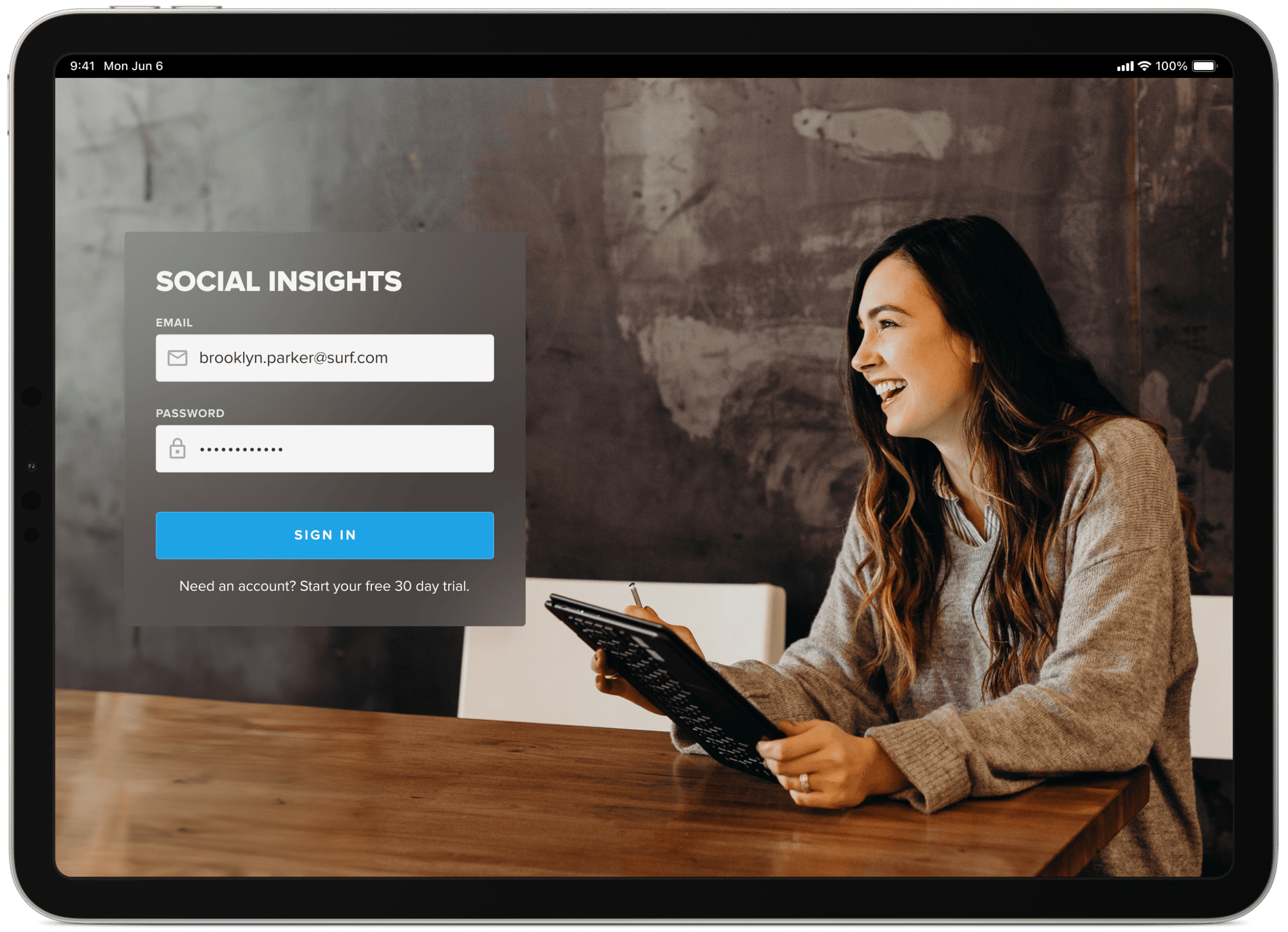 Sign-in screen securing access to the Mero marketing dashboard