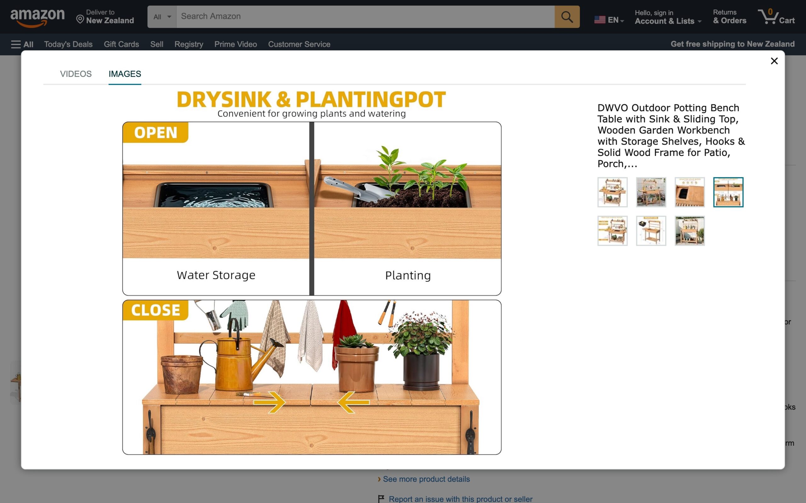 Outdoor Potting Bench Table with Sink & Sliding Top