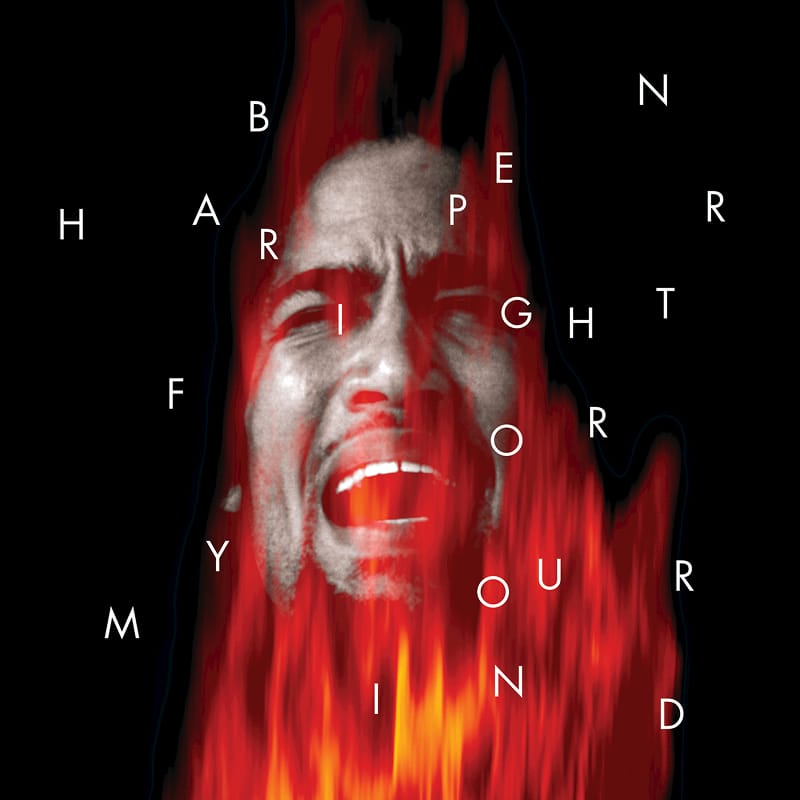 High-contrast red double exposure portrait for Ben Harper's album Fight For Your Mind.