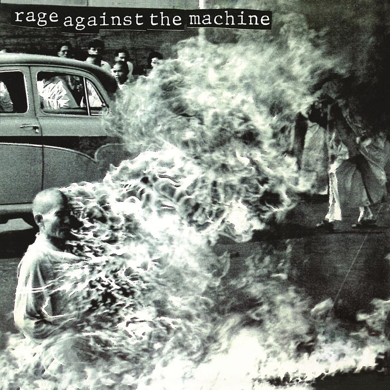 Historical photograph cover for Rage Against the Machine's self-titled album, showing Thich Quang Duc's self-immolation.