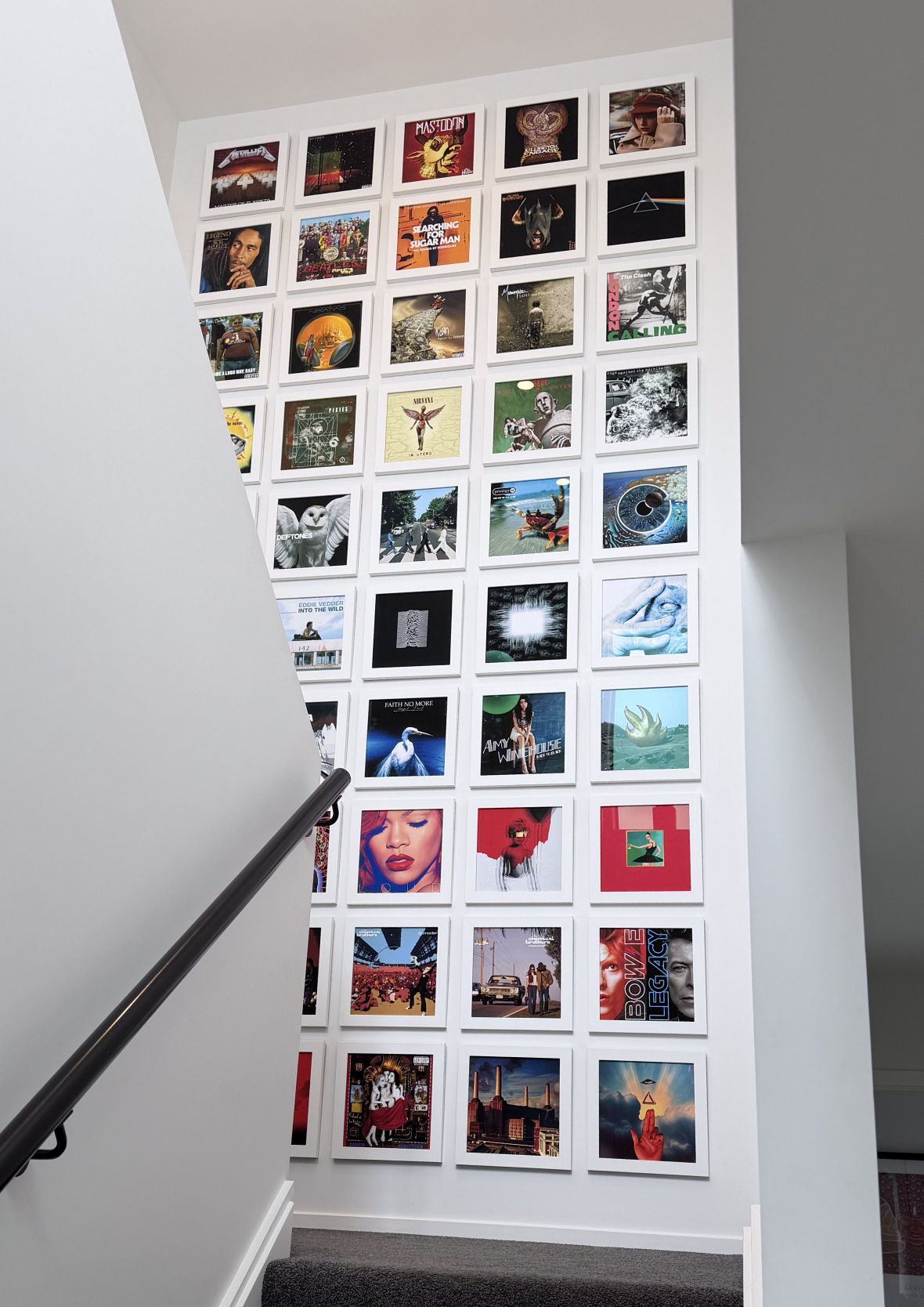 The completed 50 most interesting and iconic album artwork gallery wall project bottom view
