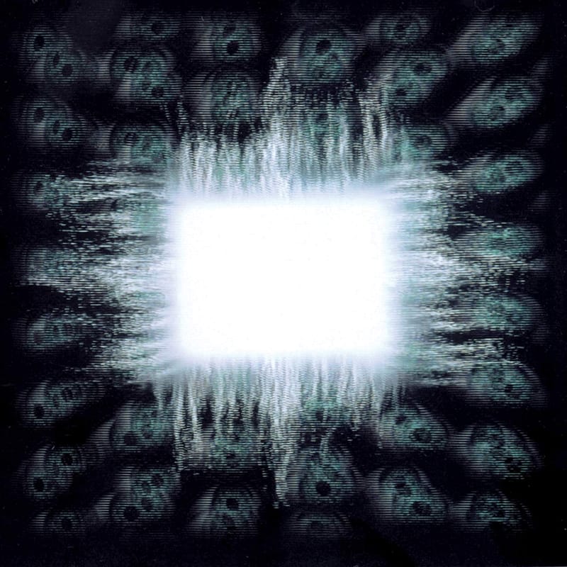 Multidimensional graphic design for Tool's Ænima, featuring a glowing white box lens on a dark background.
